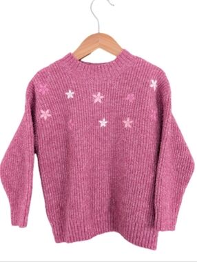 George Rose Pink Flower Applique Knit Sweater